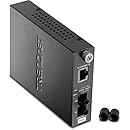 TRENDnet 100Base-TX to 100Base-FX Multi Mode ST Fiber Converter (2 Km, 1.2 Miles) TFC-110MST (Black)