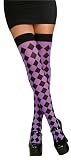Purple and Black Harlequin Thigh Highs - Purple/Black