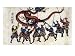 Japanese Print Shows Eight Chinese Men Holding Up a Dragon with Sticks for the Dragon...