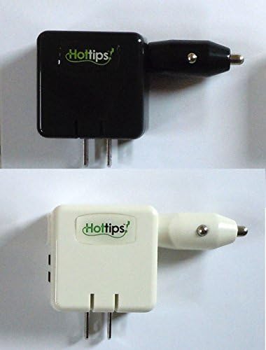 (2 Pack) All-in-one USB Travel Charger - Ac Wall Charger and 12v Dc Car Charger with Two Dual USB Output Ports - Perfect for Cell Phones and Tablets (Black &amp; White)