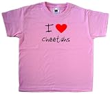 I Love Heart Cheetahs Pink Kids T-Shirt