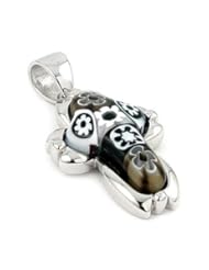 Sterling Silver Black And White Millefiori Small Cross Pendant