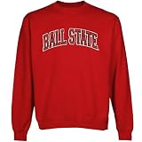 NCAA Ball State Cardinals Red Arch Applique Crew Neck Fleece Sweatshirt