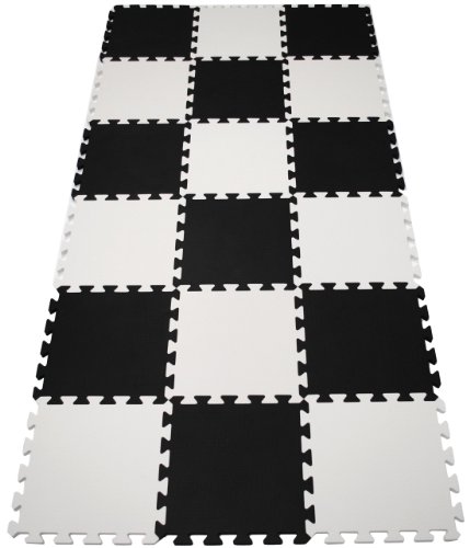 36 x 72 x 5/8 Thick Soft Cushion College Floor Mat: Black/White