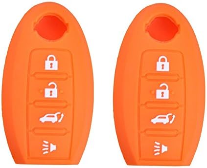 Pack of 2 Orange Silicone Smart Remote Key Cover Key Fob Skin Covers replacement for Nissan Maxima Altima Gt-r Sentr Murano