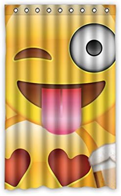 DONGMEN Funny Emoji Making a Face Ployester Window Curtain 52"x84" One Piece Perfect for Living Room Bedroom Bathroom and Kitchen