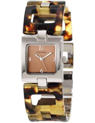 Pedre Womens 2860SX Silver-Tone with Tortoise Shell Resin Link Watch