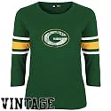 Green Bay Packers Ladies Green Devoted Fan Vintage 3/4 Sleeve Premium T-shirt
