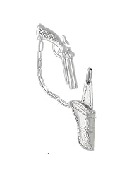 Clevereves 14K White Gold Pendant 3-D Revolver Gun and Holster 14.5 - Gram(s)
