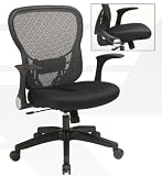 Space Seating Deluxe R2 SpaceGrid Back Chair with Mesh Seat, Flip Arms and Nylon Base