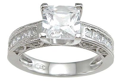 Cubic Zirconia CZ Princess Cut Engagement Promise Ring Size 5 6 7 8 9