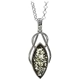 IMAGE OF Baltic Green Amber and Sterling Silver Drop Celtic Pendant, 18