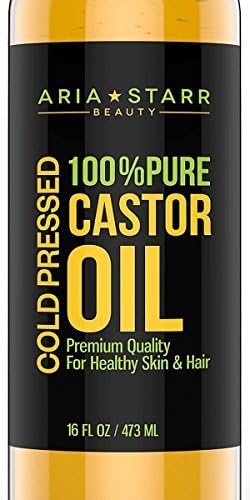 Aria Starr Castor Oil Cold Pressed - 16 FL OZ - BEST 100% Pure Hair Oil For Hair Growth, Face, Skin Moisturizer, Scalp, Thicker Eyebrows And Eyelashes by AriaStarrBeauty by AriaStarrBeauty