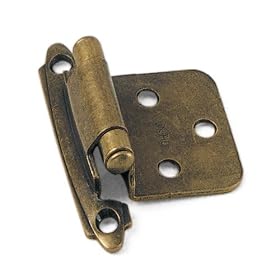 Laurey 28705 No Inset Face Mount Self-Closing Hinge, Antique Brass, 2-Pack