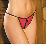 Crotchless Panty. One Size in Red/Black, White, Royal, Purple, Red or Black.