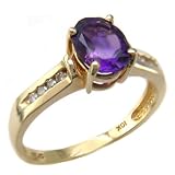 10k Yellow 8x6 mm Oval Amethyst and Diamond Ring - Size 5.0