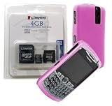 Combo of Magenta Silicone Skin Cover Case and Kingston 4GB microSDHC Class 4 Memory Card with miniSD, SD Adapter for Blackberry Curve 8300 8310 8320 8330