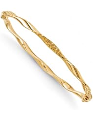 14k Yellow gold Leslies 4.00mm Diamond cut Twist Hinged Bangle
