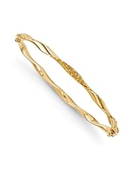 Leslies 14k 4.00mm Diamond-cut Twist Hinged Bangle