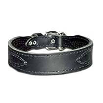 1.5 in. Figure-8 Leather Tapered Dog Collar model 132 (Black, 21in.)