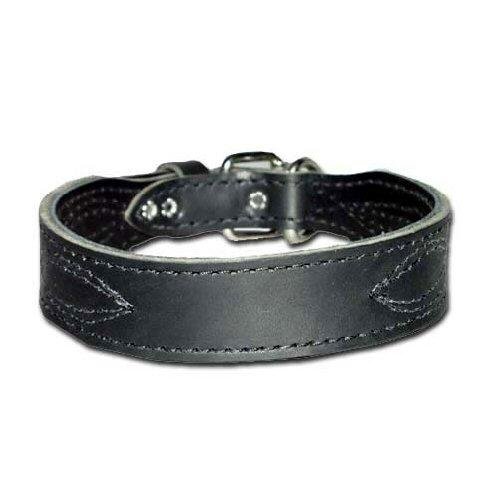 1.5 in. Figure-8 Leather Tapered Dog Collar model 132 (Black, 23 in.)