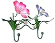 Iron coat rack, 'Twin Blossoms'