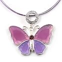 Pink Enamel Butterfly Choker Necklace