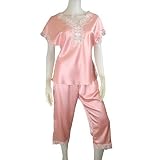 Pink Silk & Lace Pajamas - One Size