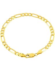 14k Italy Yellow Gold Thick 4.9mm Figaro 3 + 1 Link Chain Bracelet 8" Inches