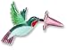 Hummingbird and Flower Sterling Silver and Enamel Pin