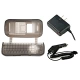 PCMICROSTORE Brand LG enV VX-9900 VX9900 Premium Smoke Silicone Skin Case Cover - Bundled with 12v Rapid Premium Car Charger and Home Travel Wall AC Adapter Charger