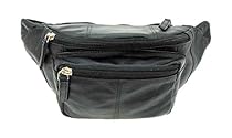 Visconti Classic Waist Pack / Pouch/ Fanny Pak / Bumbag made of Genuine Quality Leather (Black)

