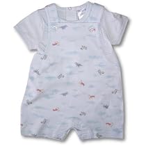 Miniclasix Baby Boys Blue Shortall And Top Set ~ Airplanes SIZE 6 months