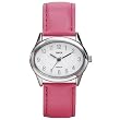 Timex 2F391 Women's Oval Silver-Tone Casual Watch with Pink Genuine Leather Band