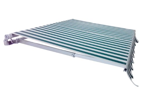 Garden Patio Manual Aluminium Retractable Awning Canopy Sun Shade Shelter 3.5M x 2.5M Green White