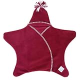 from Tuppence and Crumble Tuppence and Crumble soft fleece Baby Star Wrap Raspberry with Cream Stitching 0-6 months
