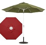 9 ft Auto Tilt Aluminium Patio Umbrella - Sunbrella Jockey Red Color by Galtech