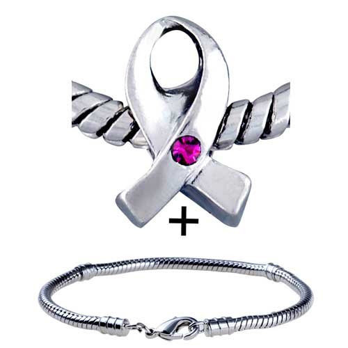 Breast Cancer Awareness Red-Beads Bracelet Fits 