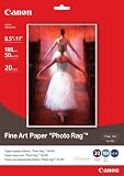 Canon Fine Art Paper Photo Rag, 8.5 x 11 Inches, 20 Sheets (0587B005)