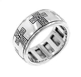 Sterling Silver 9mm Wide Celtic Knot Cross Spinning Spin Ring (Size 4,5,6,7,8,9,10,11,12,13,14,15)