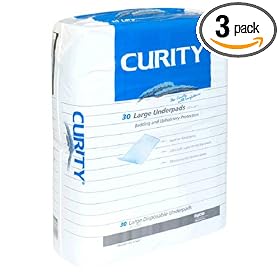 Curity Large Underpads, Disposable, 30 underpads (Pack of 3)