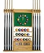 8 Pool Cue Stick Billiard Ball Wall Rack With Clock Oak Finish