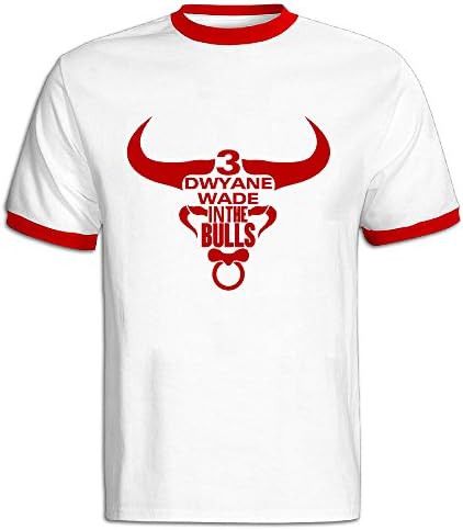 DUHEY Mens Dwyane Wade Chicago Bulls 3# LOGO O-Neck Short Sleeve Crop Tops Tee Shirt Red