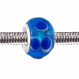 Pandora Style Charm Bead (Z84) Murano Lampwork Glass (14mm x 10mm) (fits Troll too)