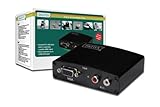 Digitus Video Converter - VGA / Audio to HDMIShows a VGA video signal on a HDMI display, like your home TV Video Converter VGA / Audio to HDMI, Video resolutions up to 1280x1024 pixel Bandwidth 165MHz Converts VGA input into HDMI and allows PC users to enjoy their image on HDMI TV. The conversion is along with the stereo audio. It offers solutions for digital entertainment center, HDTV, STB, DVD, Projectors and many more.