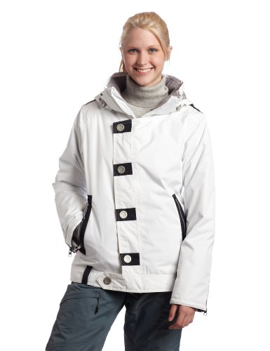 Betty Rides Women's Lucky Plaid Nikki Snowboard/Ski Jacket (White, Small)