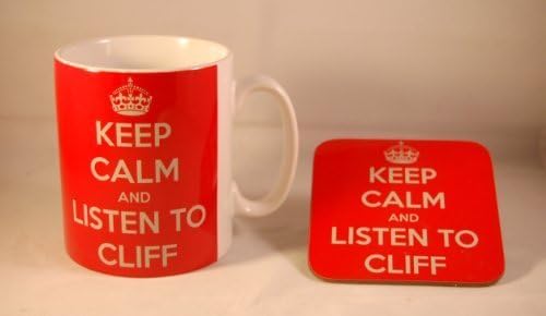 Keep Calm and Listen to Cliff Richard - Glossy Ceramic Mug And Coaster Set by Top Banana