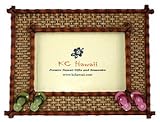 Hawaiian Photo Frame Vintage Bamboo Slipper 4 x 6 in.