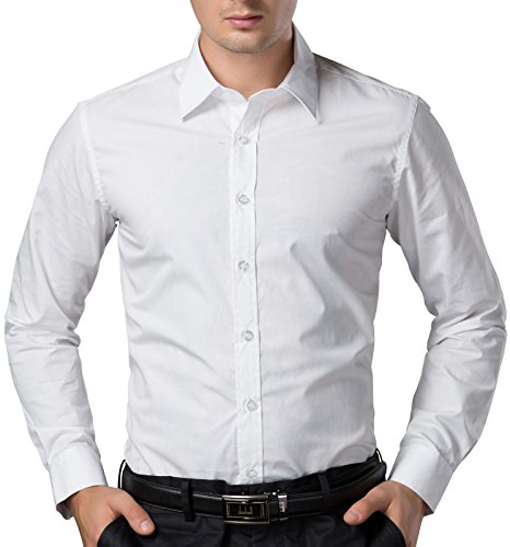 PAUL JONESMens Casual Shirt in Slim Fit CL5252 (XX-Large, White)
