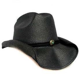 BLACK BENDED BRIM DRIFTER STRAW ROCKER COWBOY HAT by Black Felt Hats
